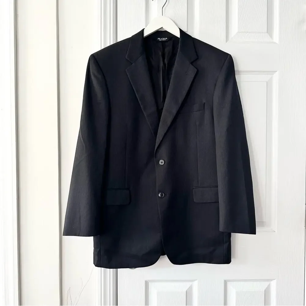 Jos A Bank Gordon Grey Black Wool Two Button Traveler Sports Coat Blazer 42 Reg